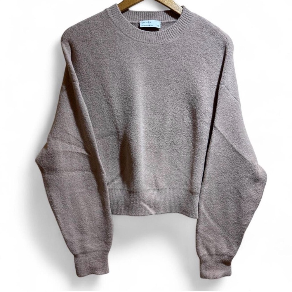Bershka Women's Brown Crew Neck Sweater